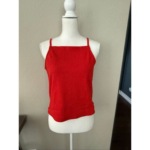 Madewell Textured Red Cotton Blend Tank Top Small - Picture 1 of 7